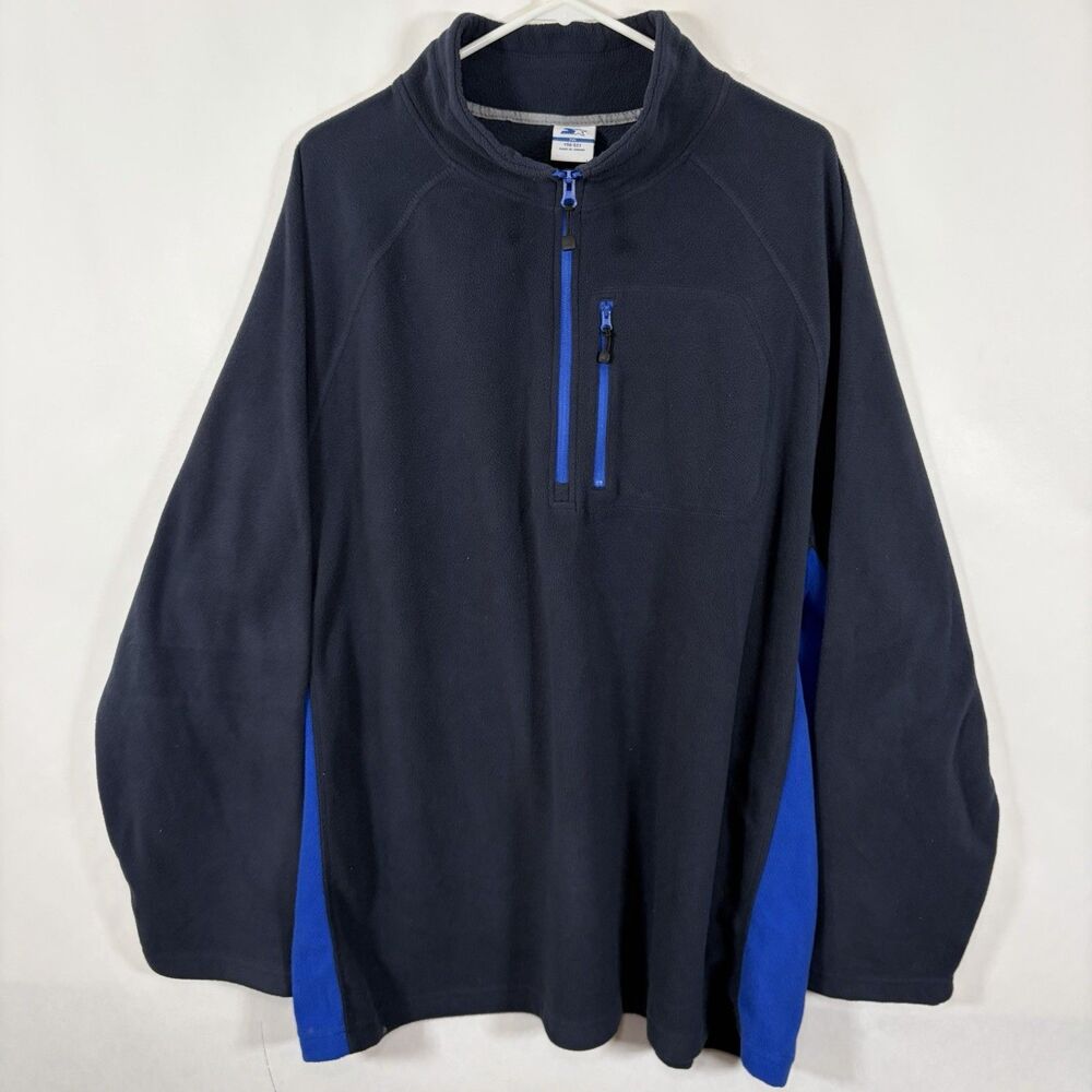 Starter 1/4 Zip Fleece Pullover Mens Size XXL 2XL Navy Blue Zipper Pocket